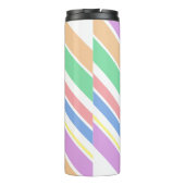 Meerkleurige pastel diagonaal gestreept gepersonal thermosbeker (Achterkant)