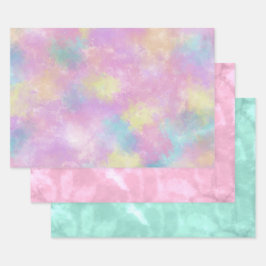 Meerkleurige pastel Stropdas-Dye Roze Blauw Decoup Inpakpapier Vel
