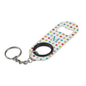 Meerkleurige poka Dots Monogram Mini Flessenopener (Voorkant Gekanteld)