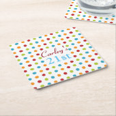 Meerkleurige pokadop kartonnen onderzetters (Schuin)