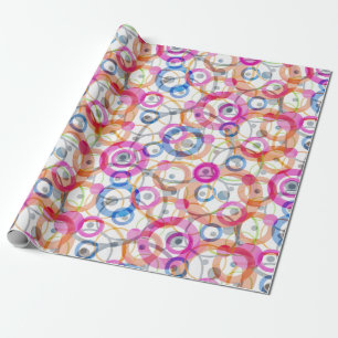 Meerkleurige polka-stippen, cirkels op een wit cadeaupapier