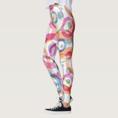 Meerkleurige polka-stippen, cirkels op een wit leggings (Links)