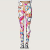 Meerkleurige polka-stippen, cirkels op een wit leggings (Voorkant)