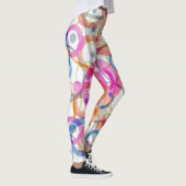 Meerkleurige polka-stippen, cirkels op een wit leggings (Rechts)