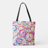 Meerkleurige polka-stippen, cirkels op een wit tote bag (Achterkant)