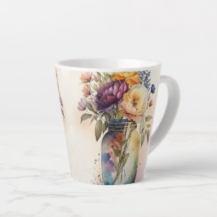 Meerkleurige pot van Dk Paarse Roze Bloemen #1 Latte Mok
