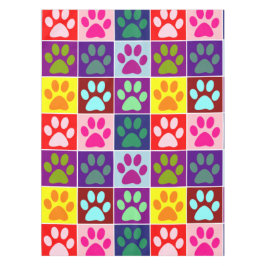 Meerkleurige poten in meerkleurige vierkanten tafelkleed