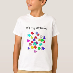 Meerkleurige puzzels t-shirt