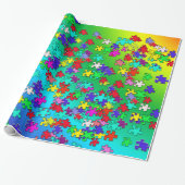 Meerkleurige puzzelstukjes voor puzzels cadeaupapier (Uitgerold)