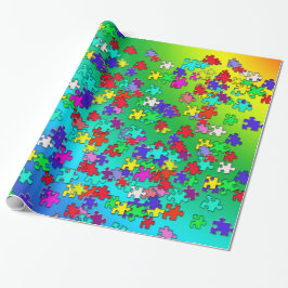 Meerkleurige puzzelstukjes voor puzzels cadeaupapier