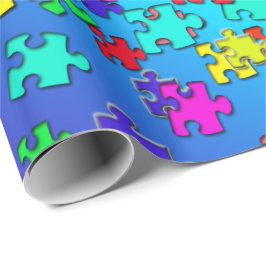 Meerkleurige puzzelstukjes voor puzzels cadeaupapier