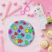 Meerkleurige puzzelstukjes voor puzzels papieren bordje (Feest)