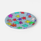 Meerkleurige puzzelstukjes voor puzzels papieren bordje (Gekanteld)