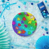 Meerkleurige puzzelstukjes voor puzzels papieren bordje (Feest)