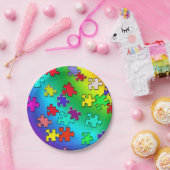 Meerkleurige puzzelstukjes voor puzzels papieren bordje (Feest)