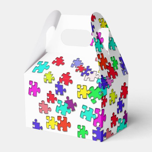 Meerkleurige puzzelstukken bedankdoosjes (Voorkant Zijde)
