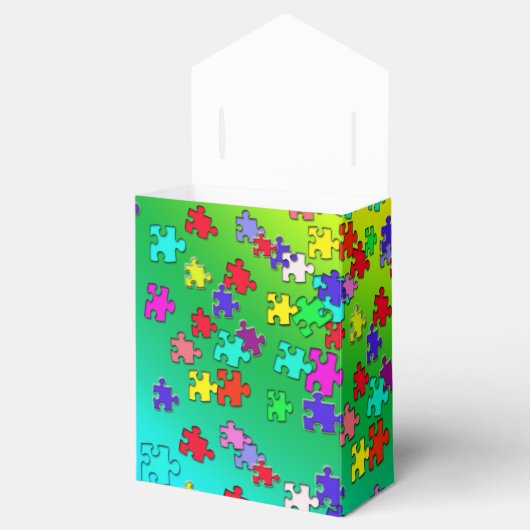 Meerkleurige puzzelstukken bedankdoosjes (Geopend)