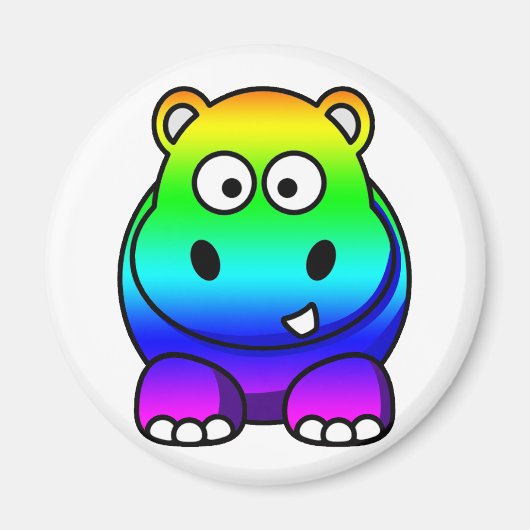 Meerkleurige regenbooghippo magneet (Voorkant)