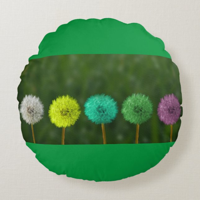 Meerkleurige ronde werpkussen. rond kussen (Voorkant)