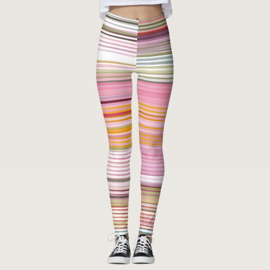 Meerkleurige, roze, actieve kleding leggings (Voorkant)