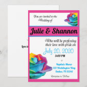 Meerkleurige Rozen LGBT huwelijksuitnodiging Kaart (Voorkant / Achterkant)