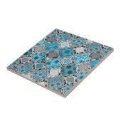 Meerkleurige, rustige, patchwork, patches cera tegeltje (Zijkant)