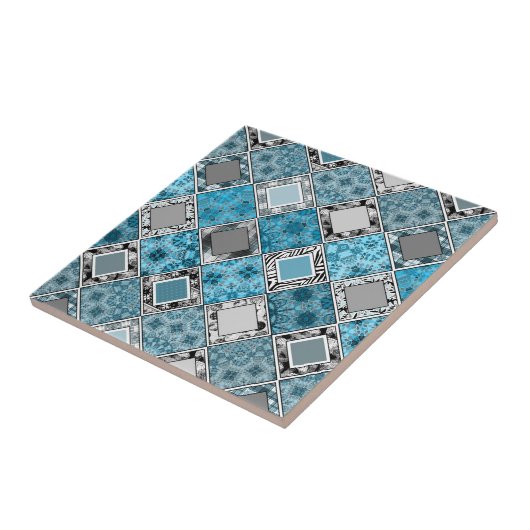 Meerkleurige, rustige, patchwork, patches cera tegeltje (Zijkant)