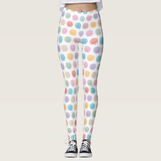 Meerkleurige Scallop Clam Seashell-Leggings Leggings (Voorkant)