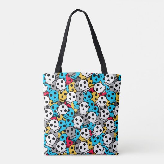 Meerkleurige schedels tote bag (Achterkant)