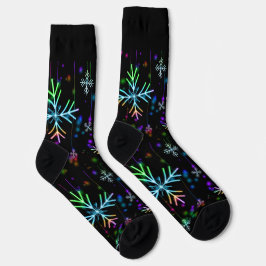 Meerkleurige sneeuwvlokken Premium Crew Sock Sokken