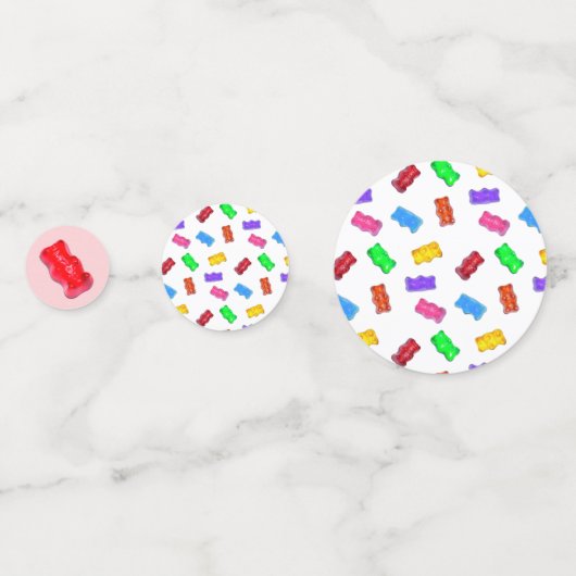 Meerkleurige snoepjes en harten confetti (Achterkanten)