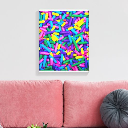 Meerkleurige Snoepjes sprinken Canvas Afdruk (Insitu (Woonkamer))