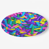 Meerkleurige Snoepjes sprinken Papieren Bordje (Gekanteld)