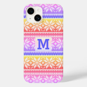 Meerkleurige Snowflake Faux Knit Sweater Monogram Case-Mate iPhone 14 Hoesje