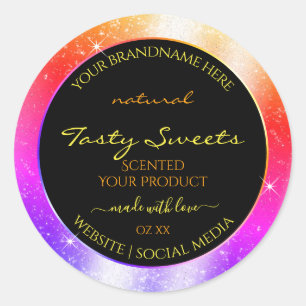 Meerkleurige Sparkle Glitter Lijst Productlabel Ronde Sticker