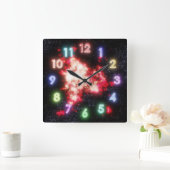 Meerkleurige stenen verloren in ruimteklok vierkante klok (Huis)