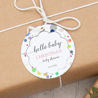 Meerkleurige Stippen Baby shower Bedankjes Labels