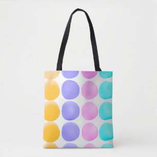Meerkleurige stippen met handbeschilderde waterver tote bag