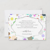 Meerkleurige Stippen Schattige Baby shower Bedankkaart (Achterkant)