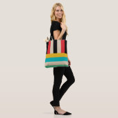 Meerkleurige streep Canvas tas (Op model)