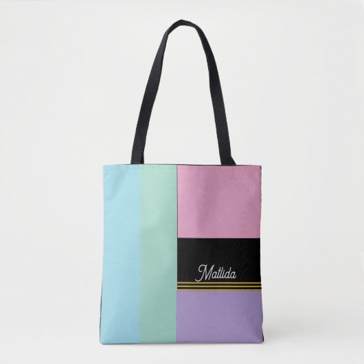 Meerkleurige Striped Pastel aangepaste canvas tas (Voorkant)