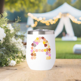 Meerkleurige tulp met opschrift "A"