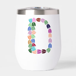 Meerkleurige tulp met opschrift "D"