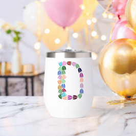 Meerkleurige tulp met opschrift "D"