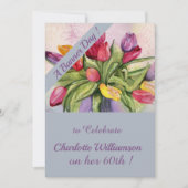 Meerkleurige Tulp Waterverf Verjaardag Bloemen Kaart (Voorkant)