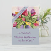 Meerkleurige Tulp Waterverf Verjaardag Bloemen Kaart (Staand voorkant)