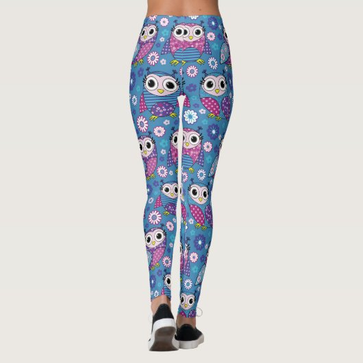 Meerkleurige uildrager naadloos patroon leggings (Achterkant)