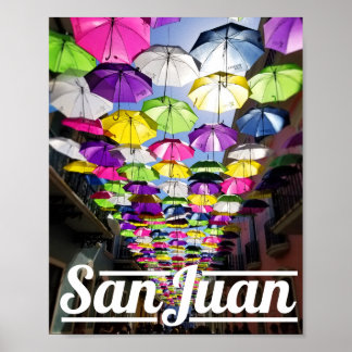 Meerkleurige Umbrellas San Juan Puerto Rico Street Poster