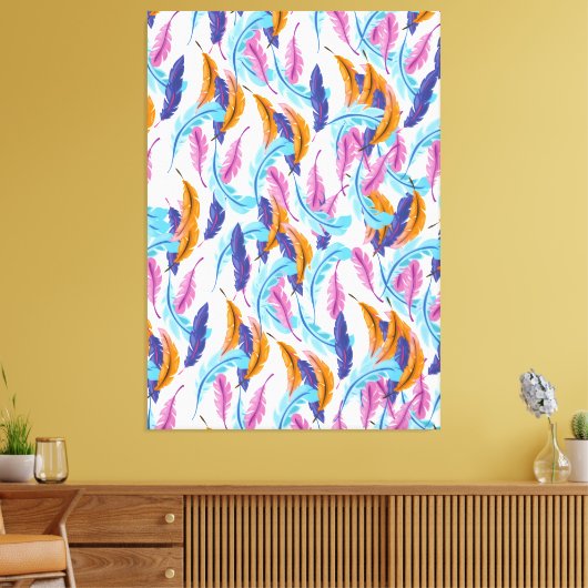 Meerkleurige veren canvas afdruk (Insitu (Woonkamer))