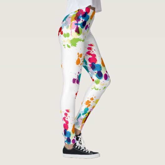 Meerkleurige Verf Splatter op Wit Leggings (Rechts)